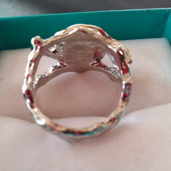 NWOT PEARL RING TWO TONE BAND SILVER PLATED SZ 7 - Picture 5 of 7